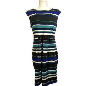 EMMA & MICHELLE Women's Dress Multi-color Stripes (Blk, Blue, White, Grn) Sz 12
